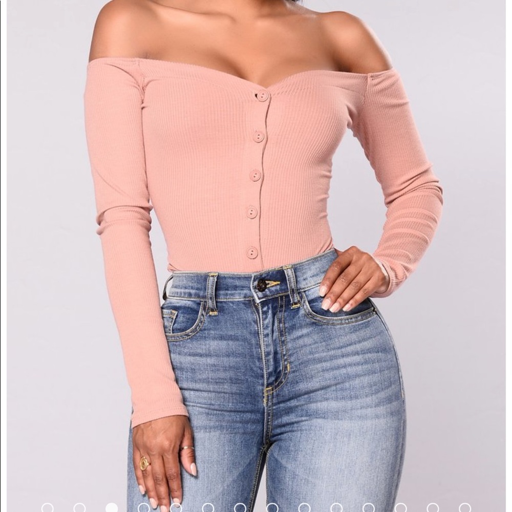 Off the shoulder mauve bodysuit